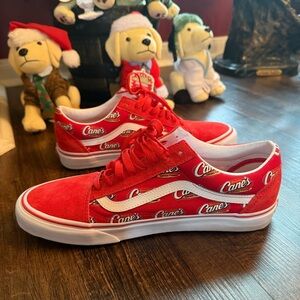 Raising Cane's Men's Red Vans Shoes Size 10.5 Limited Edition NEW w/o box